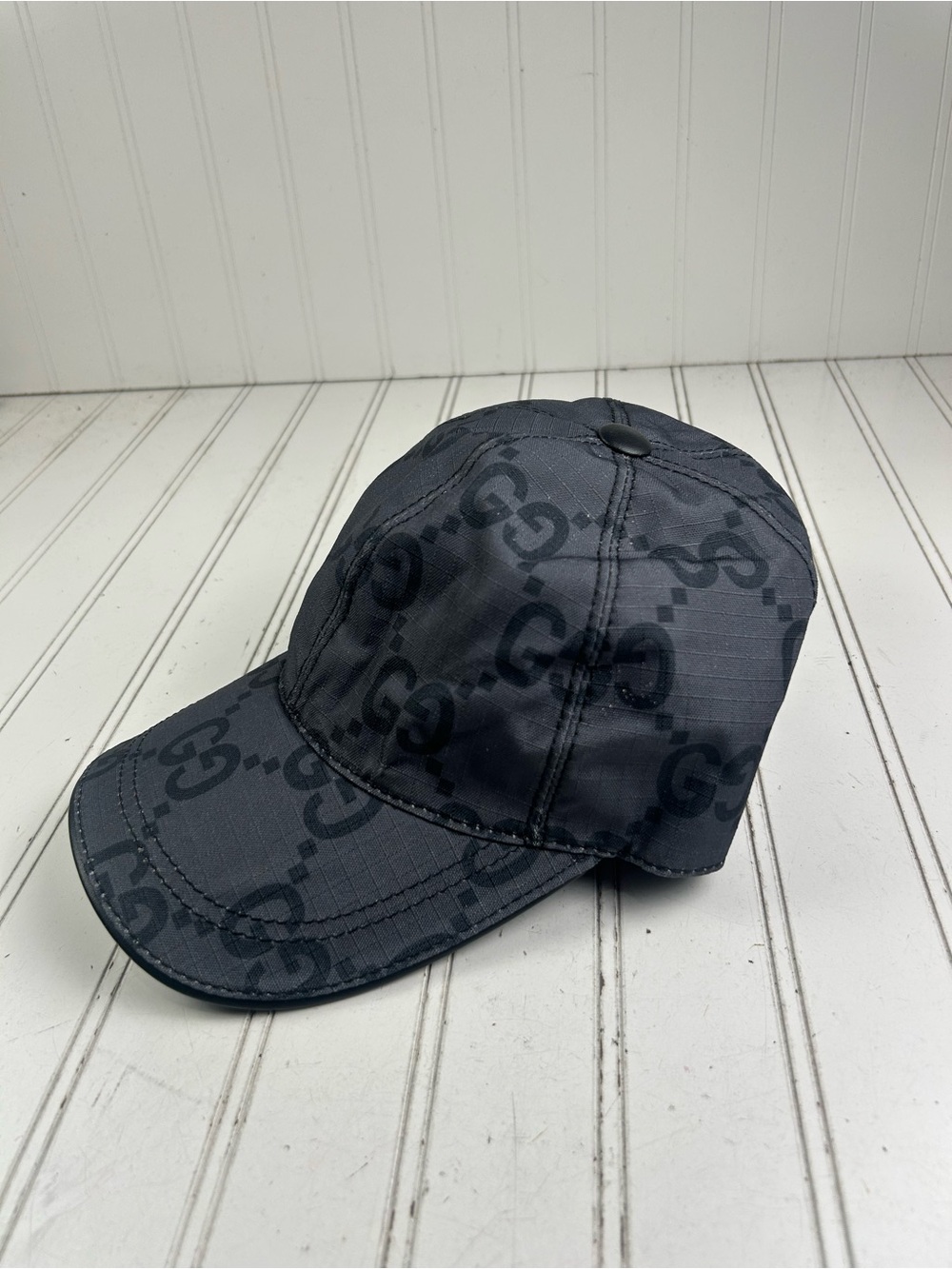 Gucci GG Logo Nylon Adjustable Baseball Cap Black Monogram Unisex $520 - Picture 3 of 8
